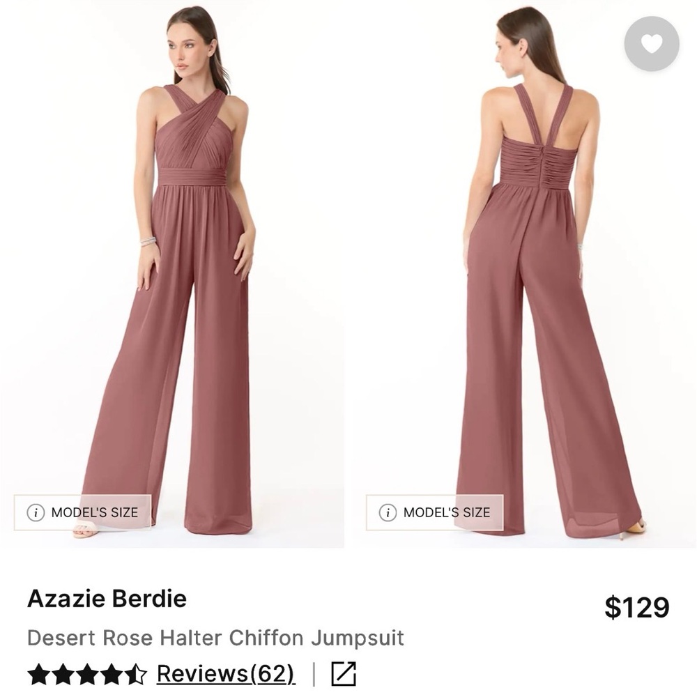 Azazie Berdie Desert Rose Halter Chiffon Jumpsuit